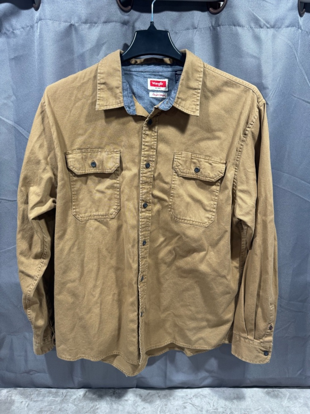Wrangler Men's Tan Button-Down Casual Shirt